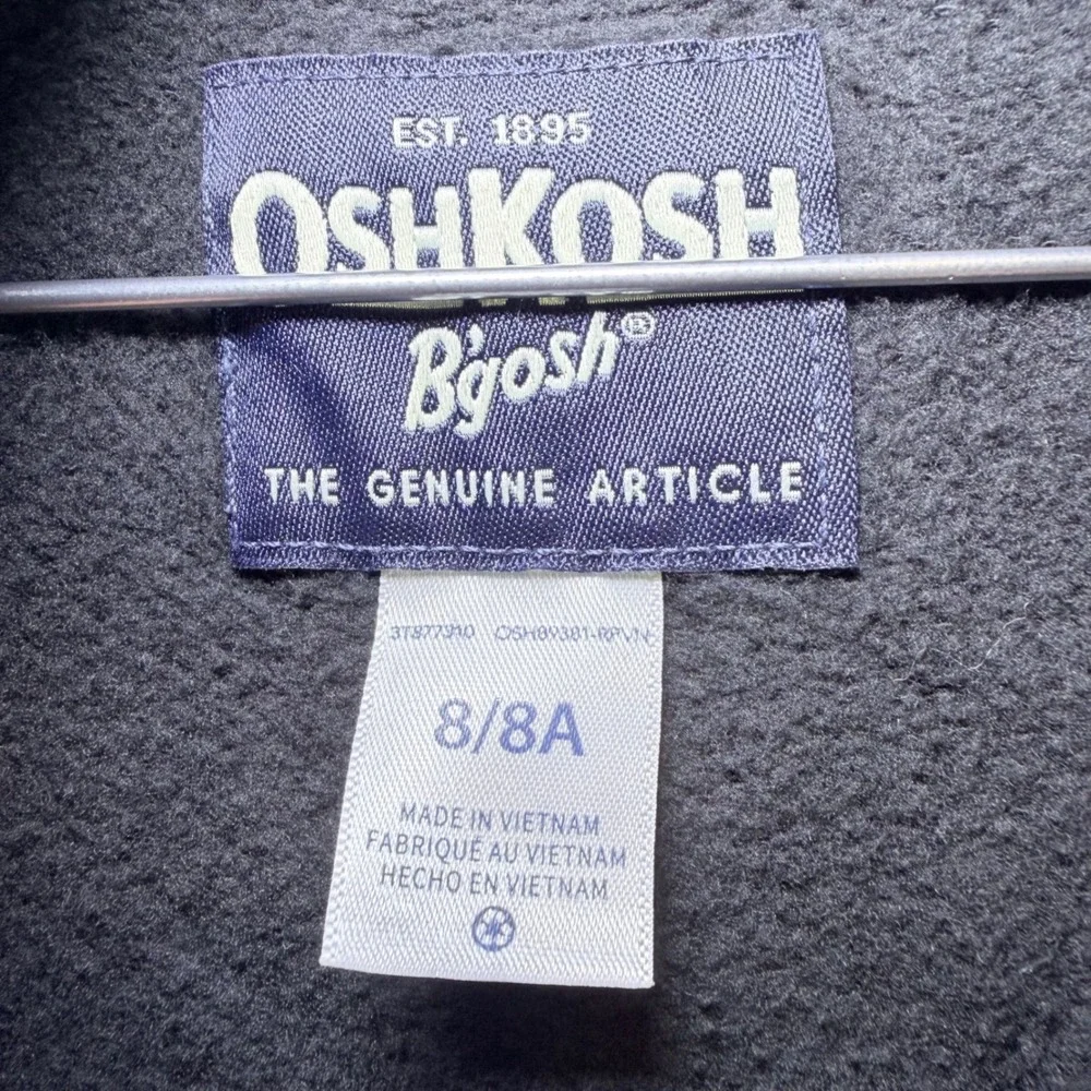 OshKosh Bgosh Boys Black Full Zip Hoodie Sweatshirt Size 8‎ OSH89381-RPVN